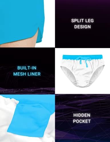 Demozu Men's 3 polegadas neon shorts de ginástica rápida seco de academia de maratona de ginástica com revestimento