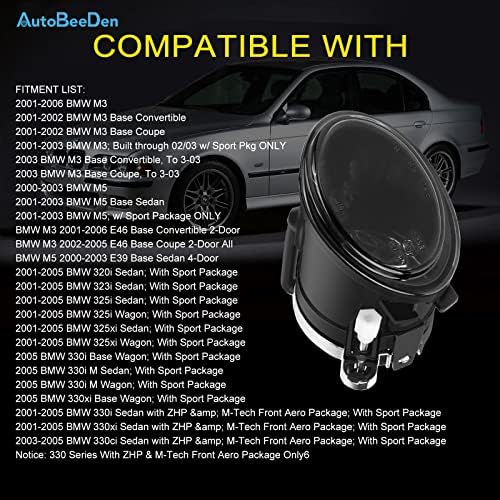 Luzes de neblina autobeeden compatíveis com séries BMW / 3, com estrutura, lâmpadas de neblina