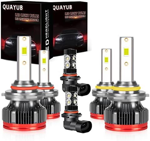 Bulbos de farol de LED do Quayub Adequado para Silverado 1500 2500 3500 HD, 9005/HB3 Baça alta+9006/HB4 Baxagem baixa+9145