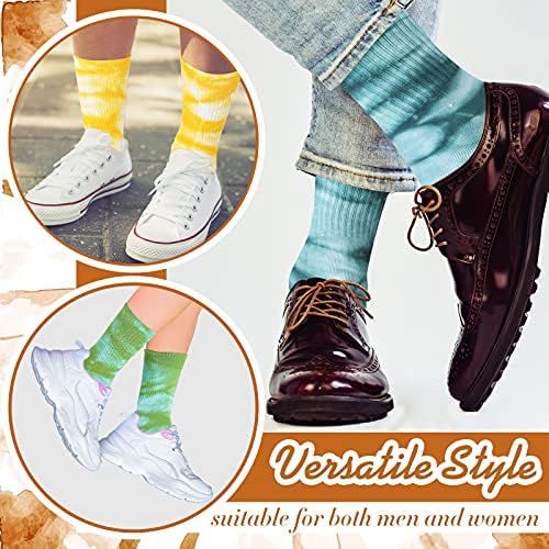 Satinior 8 pares meias de tie-dye grafite meias de novidade de meias macias de meias coloridas para mulheres e homens,
