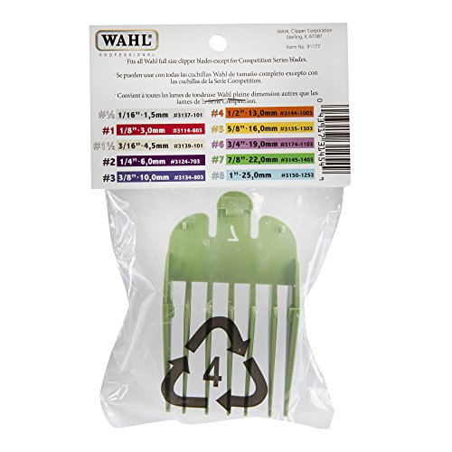 WAHL Professional Coded Coded Acesso de pente 3145-1403 - Verde 7 - 7/8 - Ótimo para estilistas e barbeiros profissionais