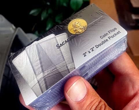 25 pacote de bolso duplo 2x2 Flips de vinil não plásticos seguros para armazenamento de moedas a longo prazo