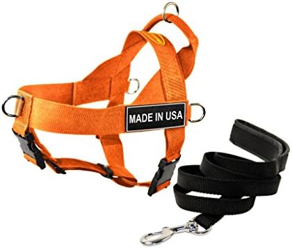 Dean e Tyler DT Universal No Pull Dog Harness com manchas de fabricação nos EUA e trela de cachorro, laranja, x-large
