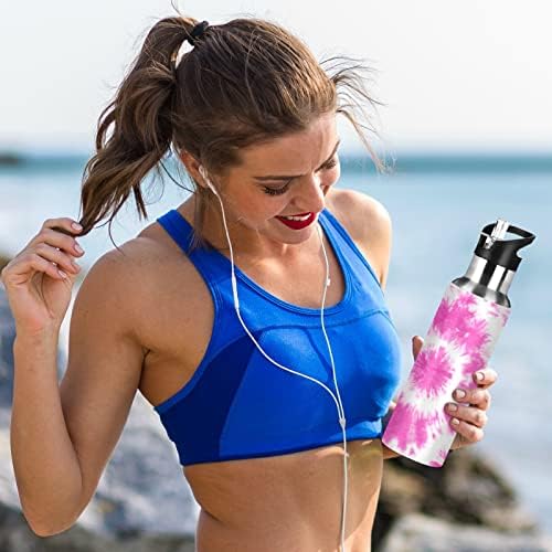 Emelivor Tie Tye Water Bottle Bottle Vacuum Isolled Stainless Stone Water Bottle com tampa de palha 20 onças Bolttle para mulheres ginástica Sport Camping Fitness