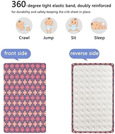Mini-berço com tema geométrico folhas de berço, lençóis de berço portáteis lençóis macios e respiráveis ​​lençóis de colchão