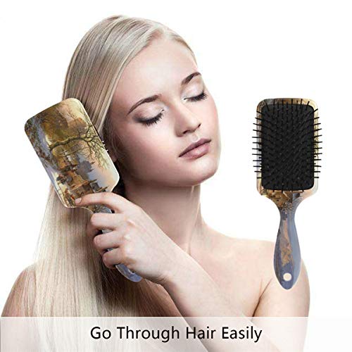 Escova de cabelo de almofada de ar, paisagem plástica colorida de inverno, boa massagem adequada e escova de cabelo anti -estática para cabelos secos e molhados, espesso, encaracolado ou reto