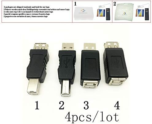4pcs Impressora USB Connector USB 2.0 Tipo A fêmea a USB B Adaptador de gênero Adaptador Conversor de conector de gênero,