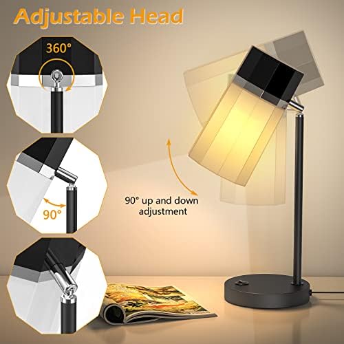 Lâmpada de mesa Veyfiy para quarto, lâmpada lateral da cama moderna com cabeça flexível, lâmpada de mesa industrial para