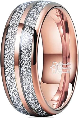 Três Keys Jewelry 4mm 6mm 8mm Tungsten Anel de casamento imitado meteorito Rose Gold Polished Band