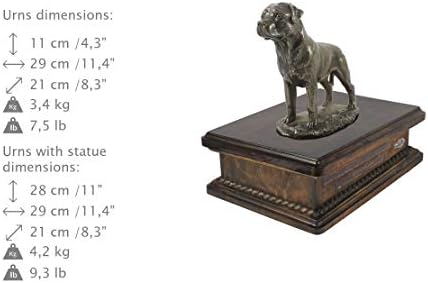Rottweiler Tail 2, urna para cães Ashes Memorial com estátua, nome do animal de estimação e citação - Artdog personalizado