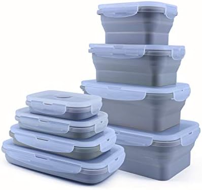 Leisidy 4 Pack Pack Pack Silicone Food Recifres de armazenamento Bento Caixa com tampa BPA grátis para camping, caminhada