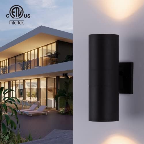 Mirrea Modern Outdoor Porch Light Light Light In 2 Lights Dusk to Dawn Photocell Sensor com cilindro de alumínio preto