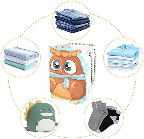 Indicultor fofo coruja pequena lavanderia cesto cesto de roupas dobráveis ​​de roupas à prova d'água para o organizador de brinquedos