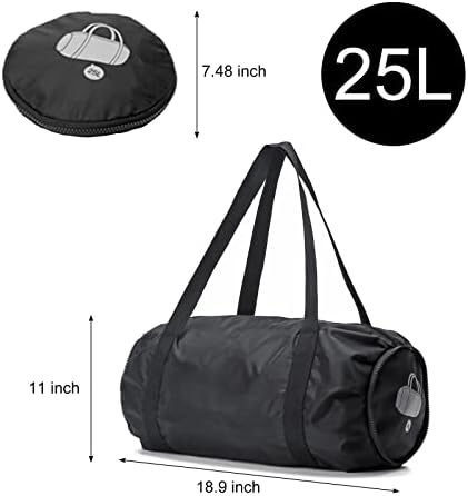 25l Bolsa de mochila dobrável para adultos, bolsa de semana à prova d'água com bolsa noturna para voos de compartimento molhado e