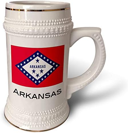 3drose Arkansas State Flag - Stein caneca, 18oz, 22oz, branco