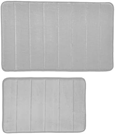 Premius Aspen Stripe Design 2 peças Rugs de banho de espuma, bege, 17x24-20x30 polegadas