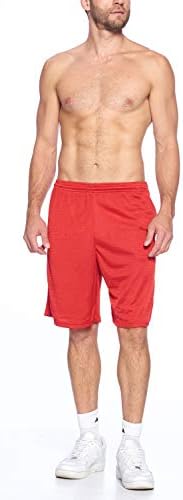 Progo USA Men's Athletic umitura Wicking Long Mesh calças curtas com dois bolsos laterais