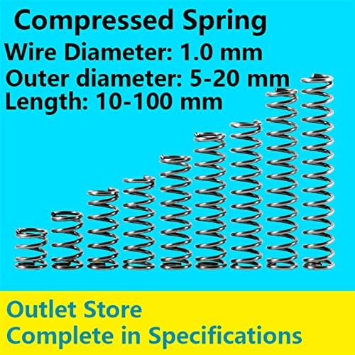 Liujia-compressão Springs 5/10pcs Spring compactada Diâmetro da pressão da pressão do rotor Diâmetro de 1,0 mm de diâmetro externo 5-20mm, resistente a pressão e durável, cor: 12 mm)