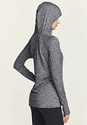 Hoodie de corrida de manga comprida feminina da TSLA, moletom leves esportivos, camisetas de pulôver com capuz de desempenho