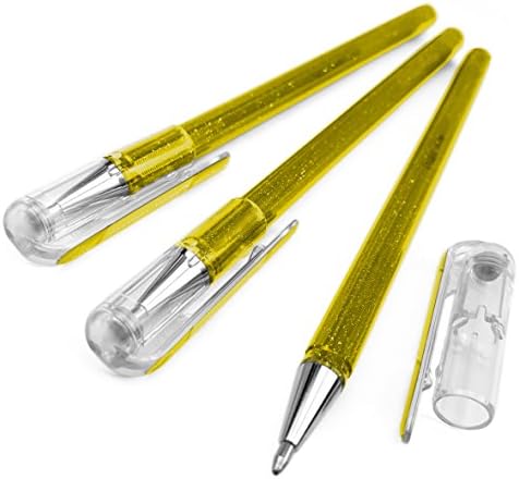 Pentel Hybrid - Dual Metallic - Liquid Gel Rollerball Pen - K110 - Pacote de 3 - Orange/Metálico Amarelo