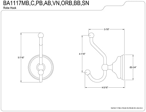 Kingston Brass Bak1117ab Victorian Robe Hook, bronze antigo