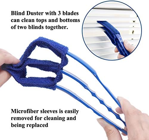 Hiware Window Blind Cleanner Duster Brush com 5 mangas de microfibra - Ferramentas de limpeza cegada para persianas de janelas de ar condicionado cegas Jalousie Dustra