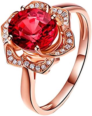 Damas anel de moda rosa anel de presente dia de zircão vermelho proposta de zircão de namorado anéis de namorado meninos