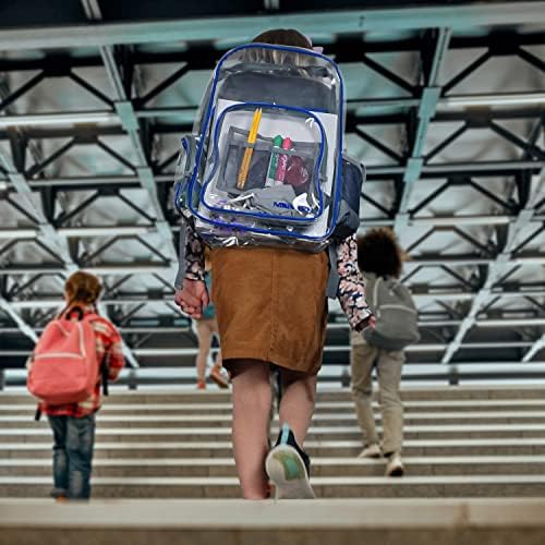 Meister All -Access Clear Backpack - atende aos requisitos da bolsa de segurança da escola e do evento - azul / cinza