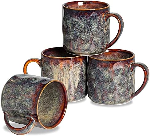 Canecas de café de cerâmica Kybscz - 10 onças de canecas de cerâmica - xícaras de chá com alça - xícaras engraçadas de cappuccino -