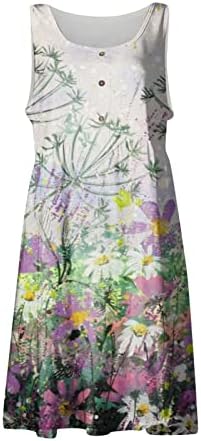 Oplxuo Tie Dye Discretão para Mulheres Summer Summer Sleevess Buttle Button Casual Swing Swing Swing Flowy Tank Dress Dress Coberts
