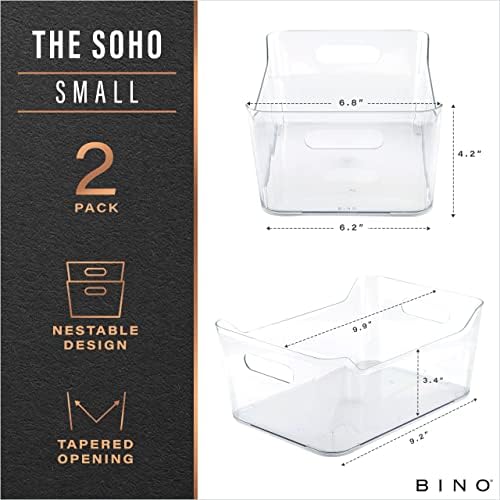 Bino | Bins organizadoras de plastic, Pacote pequeno - 2, Limpo | A coleção do SoHo | Caixas organizadoras multiuso