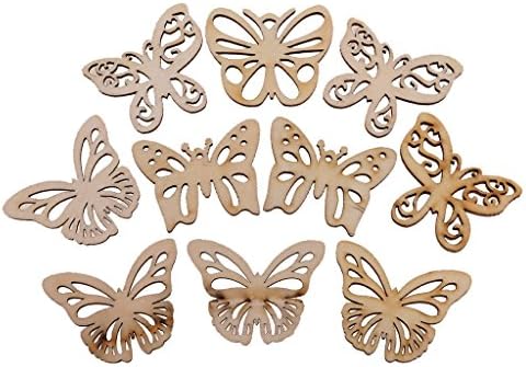 50pcs de embelezamento de borboleta de madeira artesanato de recorte para fabricação de cartas Decorações de casamento de arte de