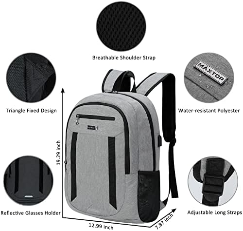 Mochilas de computador de mochila de laptop Maxtop com USB Charging Port College Bookbag encaixa no laptop de até 17 polegadas