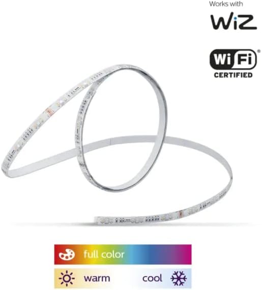 Philips Smart Wi-Fi Wiz Conecte Cores e White Dimmable Tinable Light Light Strip Starter Kit de 6,5ft