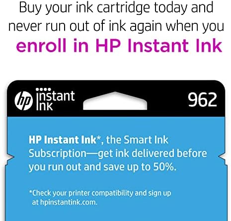 HP 962 Cartucho de tinta ciano | Trabalha com a série HP OfficeJet 9010, HP OfficeJet Pro 9010, 9020 Series | Elegível