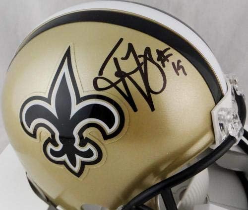Ted Ginn Jr autografou o New Orleans Saints Mini capacete