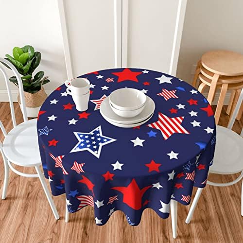 Tonelada de mesa de bandeira americana Rodado 60 polegadas para o Dia da Independência, Tabela decorativa de mesa decorativa de estrela