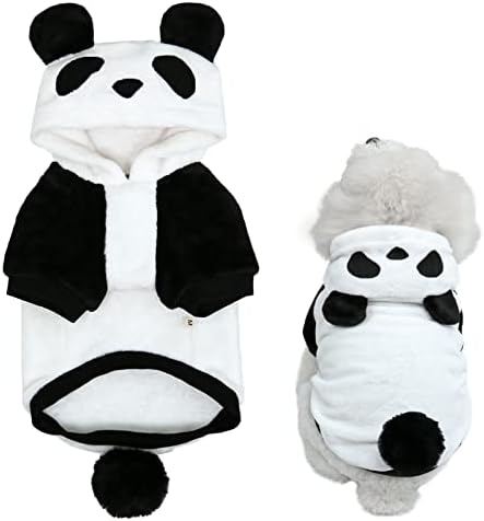 Mesheen Dog Sweaters para filhote e gatos feitos de pele de lã de face dupla amigável para a pele Mantenha o seu animal de estimação, use uma jaqueta de cachorro, use um design fofo de ouvidos de panda