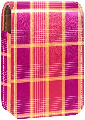 Caixa de batom de Oryuekan, bolsa de maquiagem portátil fofa bolsa cosmética, organizador de maquiagem do suporte do batom, grade de treliça de treliça, amarelo rosa amarelo