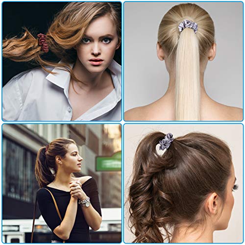 12 peças Silk Hair Scrunchies Silk Cabelo Torne de rabo de cavalo elástico para mulheres Acessórios de cabelo para