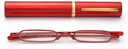 Zuvgees fácil Carry Mini Compact Slim Reading Glasses - Leitores portáteis de peso leve com estojo de tubo de clipe de caneta com caneta