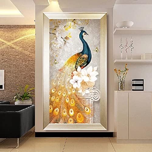 Instarry 5D Diamond Pintura de diamante Full Drill Golden Peacock Mosaic Bordado Decoração de parede da casa 43.3x25,6