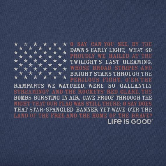 A vida é boa. A bandeira escandinosa da estrela masculina bandeira ls briter camiseta, azul mais escuro, médio