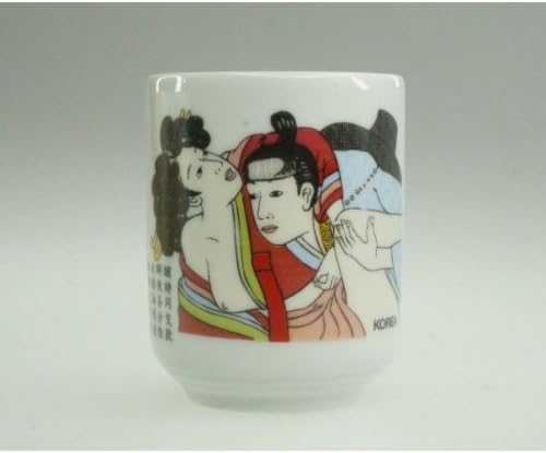 5 copos pequenos para soju decorado com ilustração tradicional sobre homem e mulher. 5 óculos Conjunto.