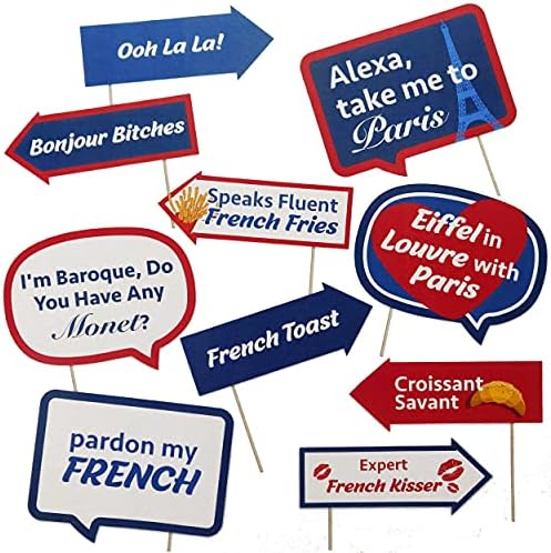 Adereços de cabine de fotos de Paris - decorações de festas com temas franceses