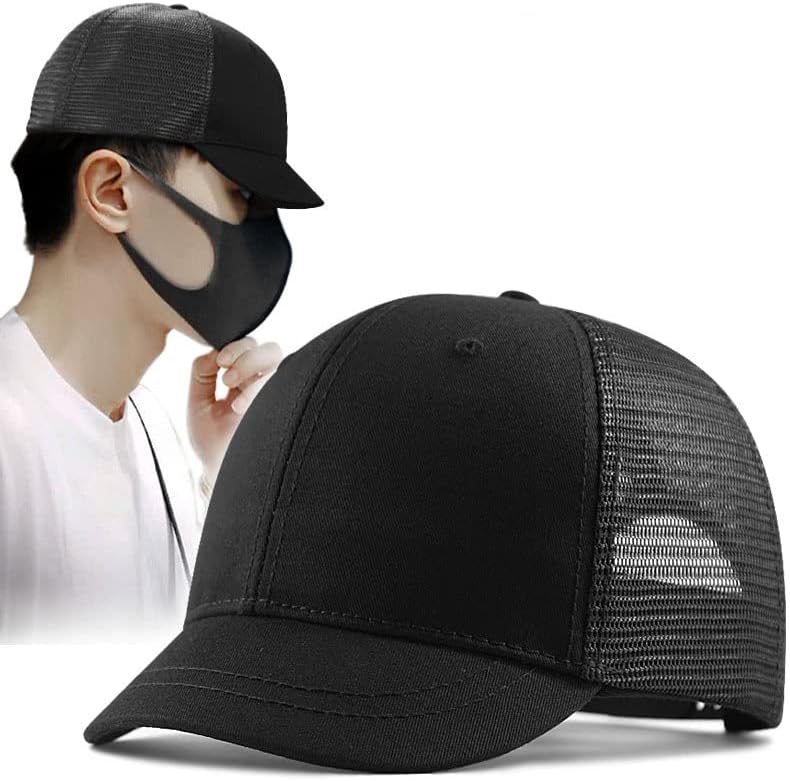 Fashixd Chapéu de Bill Short Plus Tamanho Mesh Capace de beisebol verão respirável Brim Brim Trucker Sports Sports Running Hat Hat