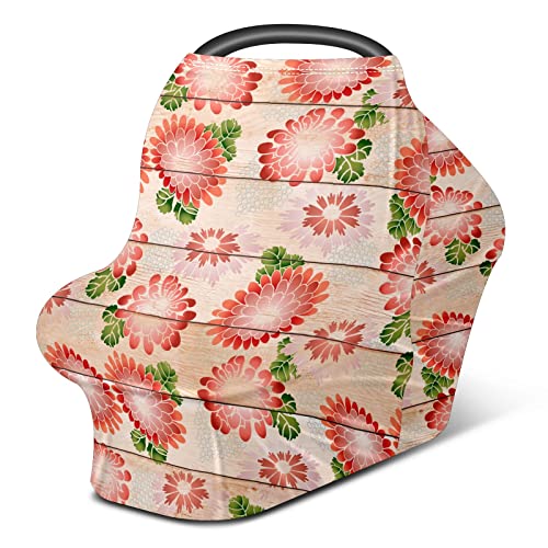 Capas de assento de carro para bebês, madeira rosa flor de flor de madeira rústica tampa de enfermagem de amamentação