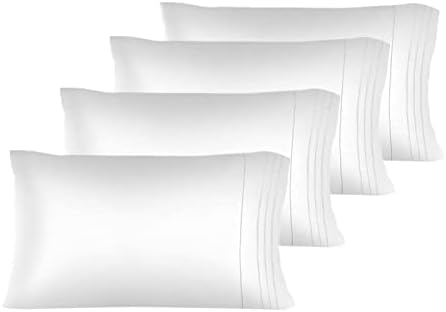 Caso de travesseiros queen size Conjunto de 4, conjunto de fronhas de 4 peças de 4 peças ， Capas de travesseiros com travesseiros de bordado luxo ， rugas, desbotamento, resistente à mancha