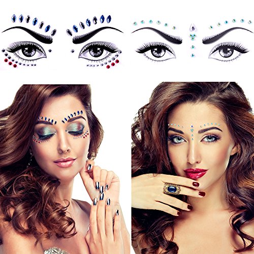 Lady Up Face Gems Becue em strassmes sereia bindi cristais jóias brilham olhos enfrentam tatuagens temporárias adesivos para festival de halloween festival de carnaval festa