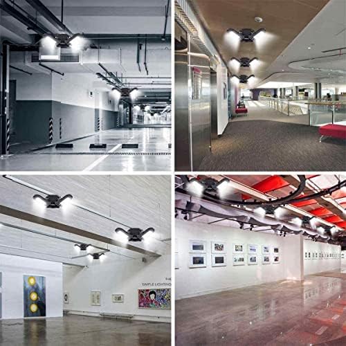 Konpway deformável LED LED LUZ - 6000 lúmen 2800k Warm Branco 60W, três folhas da organização de garagem iluminação de teto